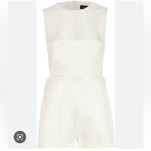 Off-white jacquard snake skin cut-out romper | River Island